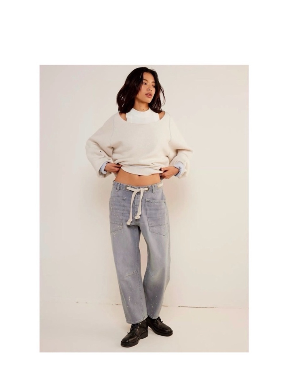Free People Moxie Barrel Jeans- gray- size 30